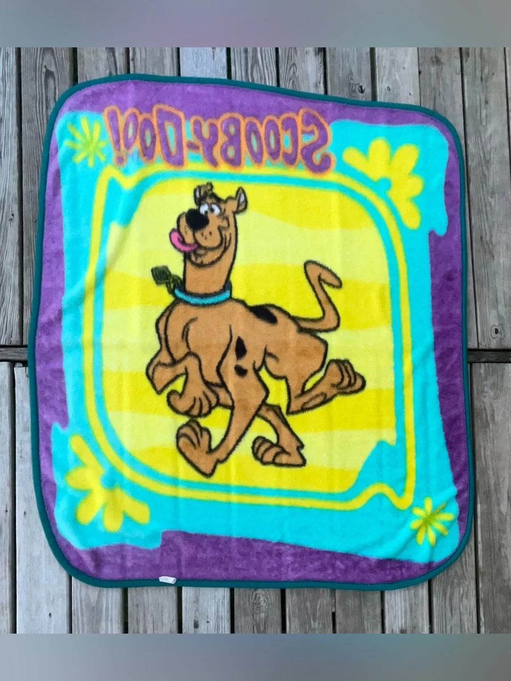 VINTAGE Y2K SCOOBY DOO LUX THROW BLANKET CARTOON NETWORK TEAL SOFT VGC